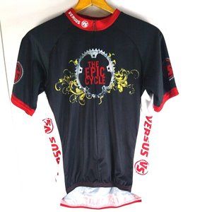 Mens Volar Cycling Jersey 3/4 Zip The Epic Cycle Versus Black Red Racing Size XL